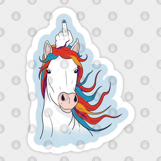 Unicorn Middle Finger Sticker by TomCage